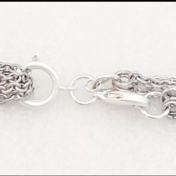 Premier Designs Necklace Silver Gunmetal Copper Tri Tone Layered Chains 26" - Picture 11 of 15